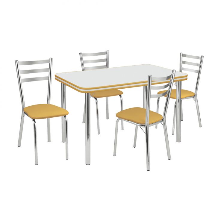 Conjunto De Mesa Com 4 Cadeiras Gisele Cromado