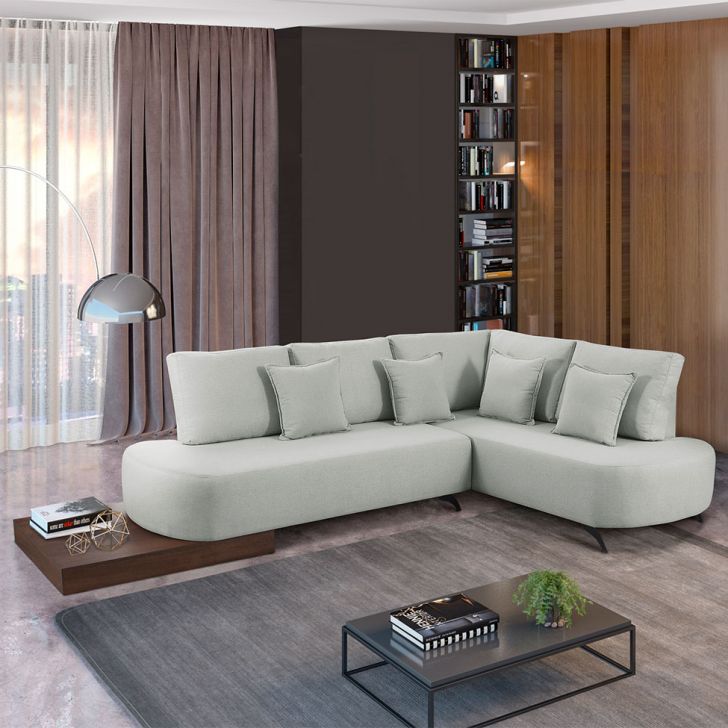 Sofá 4 Lugares Paris Com Apoio Lateral Linho Gelo