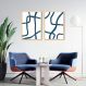 Quadro Boho Linhas Abst Azuis 88x60 2-60x43 Caixa Marfim