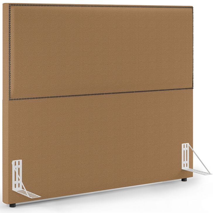 Cabeceira Cama Box Casal Com Tachas 140 cm Vicenza L02 Bouclê Mostarda - Lyam Decor