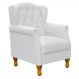 Poltrona Decorativa Para Sala de Estar Yara P02 Corino Branco - Lyam Decor