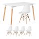 Mesa de jantar retangular Eames 80 x 120 cm branco + 4 cadeiras Eiffel DSW Branco