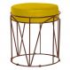 Puff Decorativo Sala de Estar Base Bronze Chloe Suede Amarelo G41 - Gran Belo