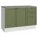 Balcão de Cozinha 120 cm 2 Portas 3 Gavetas Branco/Verde Vik Madesa