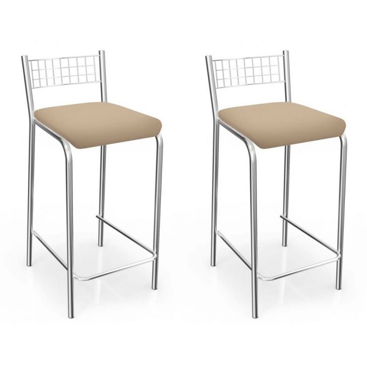 Conjunto com 2 Banquetas Zurique Bege