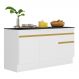 Balcão Cozinha Gabinete Pia 150cm com Rodapé 3 Portas 1 Gaveta Veneza Multimóveis V2107 Branco/Dourado