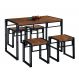 Conjunto de Mesa Wooden com 4 Bancos | Banquetas Preto e Amêndoa