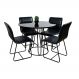 Conjunto Sala de Jantar Rubi Preto com 4 Cadeiras Cristal Couro Preto Base Preto