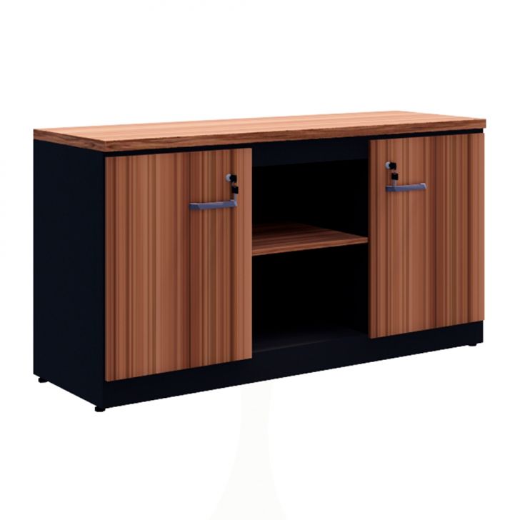 Armário de Escritório Yaris com Nichos 2 PT Nogal Sevilha e Preto 73 cm