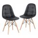 Kit 2 cadeiras estofadas Charles Eames Eiffel Botonê com pés de madeira clara Preto