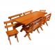 Conjunto Mesa 2,5m 4 Bancos | Banquetas e 2 Cadeiras Madeira Maciça Eucalipto