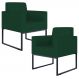 Kit 02 Poltronas Decorativas Sala e Recepção Base Fixa Metal Helô L02 Suede Verde Musgo - Lyam Decor