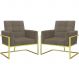 2 Poltronas com Base de Ferro Dourada Reforçada para Recepção MOBLAN decor