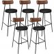 Kit 05 Banquetas Alta Bar Cozinha Sala De Jantar Milão L02 Couríssimo Marrom Preto - Lyam Decor
