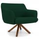 Poltrona Decorativa Giratória Base Giromad Madeira Jade B-303 Veludo Verde Musgo - Domi