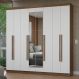 Guarda-Roupa Casal 8 Portas Batentes com Espelho Rustic/Branco/Rustic Netuno Madesa