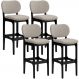 Kit 4 Banquetas Alta Bar Cozinha Sala Jantar Fixa Betta L02 Preto Linho Bege - Lyam Decor