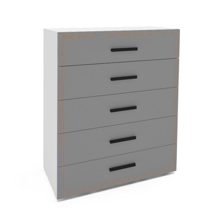 Cômoda Valência 5 Gavetas Cinza e Branca