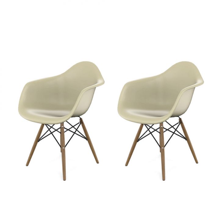Conjunto com 2 Cadeiras Eames Arm DSW Fendi e Madeira