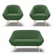 Kit 01 Namoradeira 02 Lugares e 02 Poltronas Giovana Suede Verde Pés Palito Natural - D'Rossi