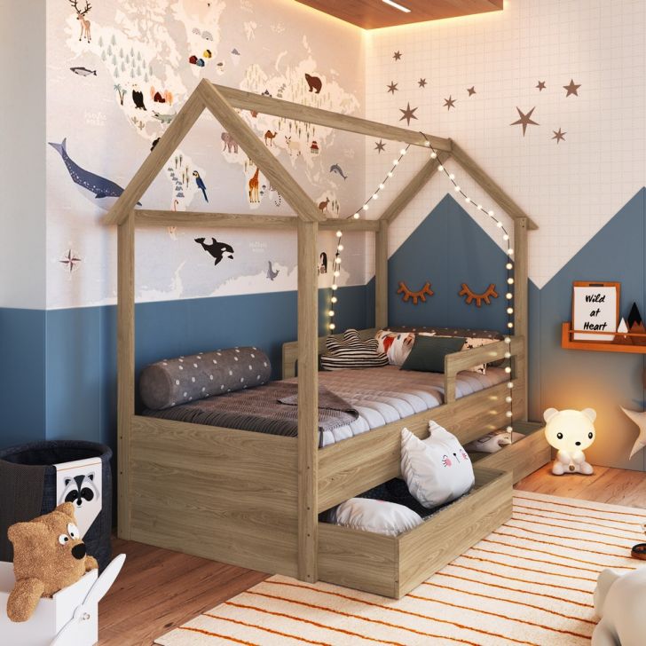 Cama Infantil Montessoriana Aveiro Oak - Completa Móveis