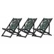 Kit 3 Espreguiçadeiras Dobrável Black SB-Folhas Verdes