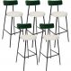 Kit 05 Banquetas Alta Bar Cozinha Sala De Jantar Milão L02 Facto Verde Linho Champagne - Lyam Decor