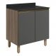 Balcao Com Tampo 2P 60 cm MDF Kali 12220 Carvalho Toq Chumbo Nicioli