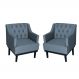 Kit 02 Poltronas Decorativa Clássica Linho Diversas Azul
