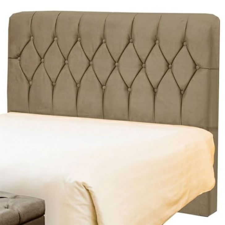 Cabeceira Solteiro Pérola 90 CM Suede Bege - D A Decor