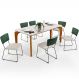 Mesa Capri 160cm Off White E 6 Cadeiras Allana B05 Facto Verde Musgo Linho Cru - Lyam Decor