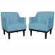 Kit 02 Poltronas Decorativas Clássica Com Base Madeira Suede Azul Turquesa - DS Estofados