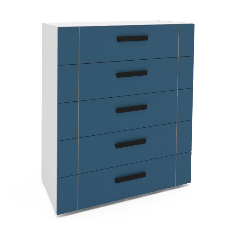 Cômoda Lisboa 5 Gavetas Azul e Branca