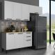 Cozinha Compacta MDF 3 Peças com Armários e Balcão com Tampo Multimóveis CR20456 Branco/Carvalho Tropical
