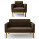 Sofá Namoradeira e 1 Poltrona Base Madeira Castanho Maressa Suede Marrom - Ibiza