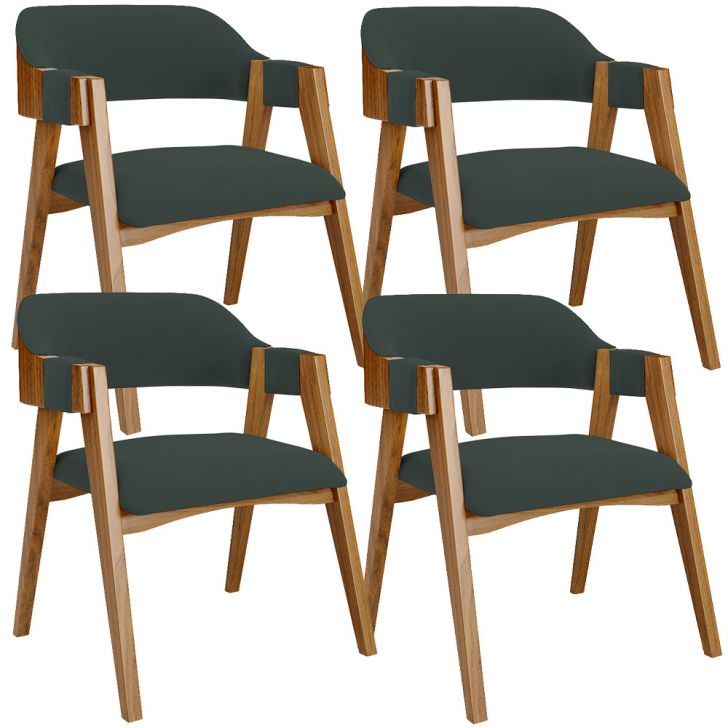 Kit 04 Cadeiras Para Sala de Jantar e Estar Living Estofada Suran L02 Suede Verde Musgo - Lyam