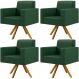 Kit 04 Poltronas Decorativa Base Giratória de Madeira Helô L02 Facto Verde Musgo - Lyam Decor