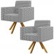 Kit 02 Poltronas Decorativa Base Giratória de Madeira Helô L02 Pied Poule - Lyam Decor