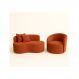 Conjunto 01 Poltrona + Sofá Curvo Orgânico Nature Gaia Suede Terracota - Montanaris Decor