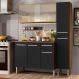 Armário de Cozinha Compacta Madesa Emilly Force com Balcão e Paneleiro - Rustic/Preto