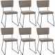 Kit 06 Cadeiras Decorativas Estofada Base De Aço Allana L02 Bouclê Bege - Lyam Decor