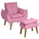 Poltrona Decorativa Opala e Puff Opala Rosê com fibra de silicone e pés quadrado SMF DECOR