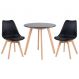 Kit - Mesa De Jantar Leda 90 Cm Preto + 2 Cadeiras Estofadas Leda Preto
