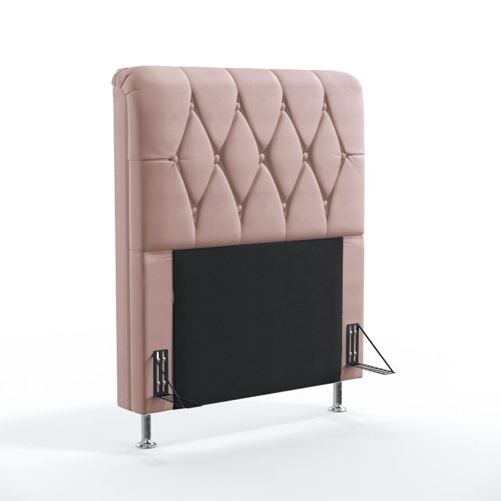 Cabeceira Sirius 90 Decorativa de Cama Solteiro N-031 Veludo Rosê Claro Aradecor