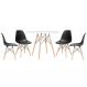 Mesa redonda Eames 100 cm branco + 4 cadeiras Eiffel DSW Preto