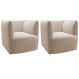 Kit 2 Poltronas para Sala e Escritório Decorativas Maliva Veludo Bege