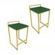 Conjunto 02 Banquetas Pietra Suede Verde Base Dourado D'Rossi