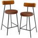 Kit 02 Banquetas Baixa Cozinha Sala Jantar Bancada Milão L02 Couríssimo Whisky Marrom - Lyam Decor