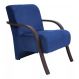 Poltrona Para Sala de Espera Recepção Azul Marinho Em Suede Com Braços de Madeira Decorativa Confortável Até 120 kg - PSM