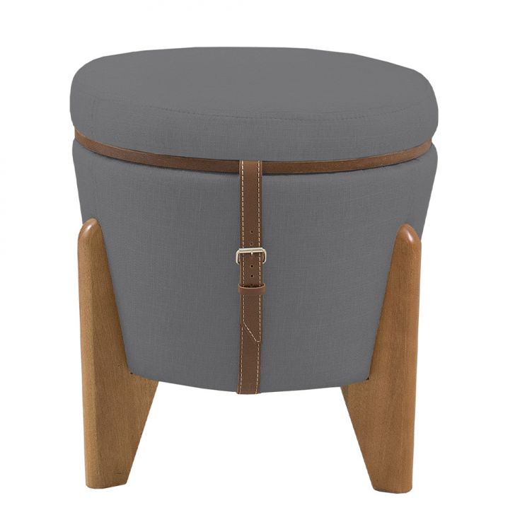 Puff Multiuso Apolo Cinza e Imbuia